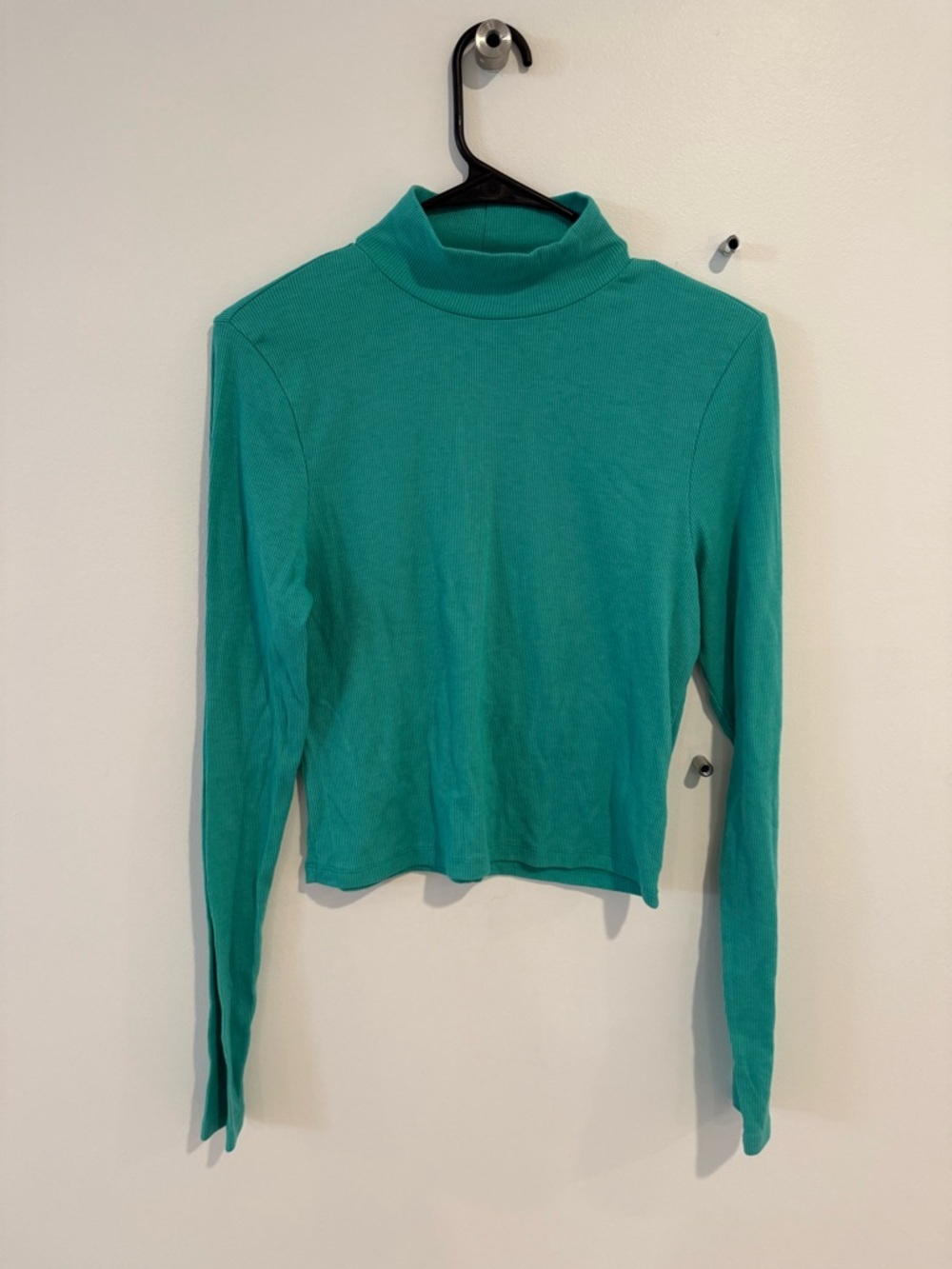 American Eagle Outfitters Teal Mock Neck Long-Sleeve Top